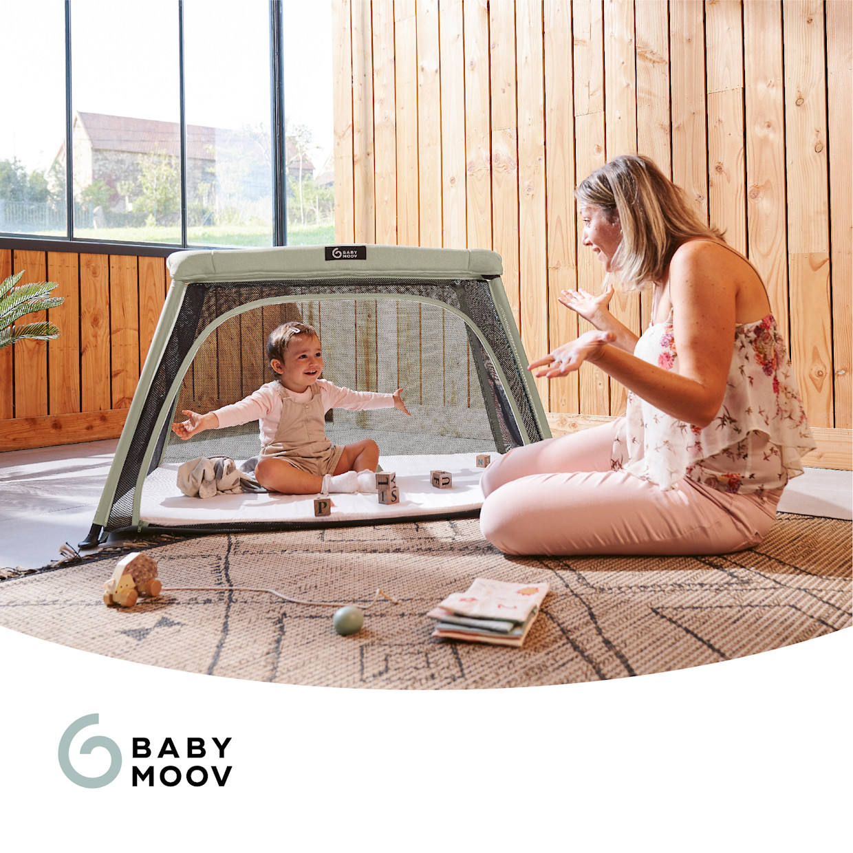 Babymoov Moov & Comfy 3-in-1 Travel Bed, Playard, and Bassinet.