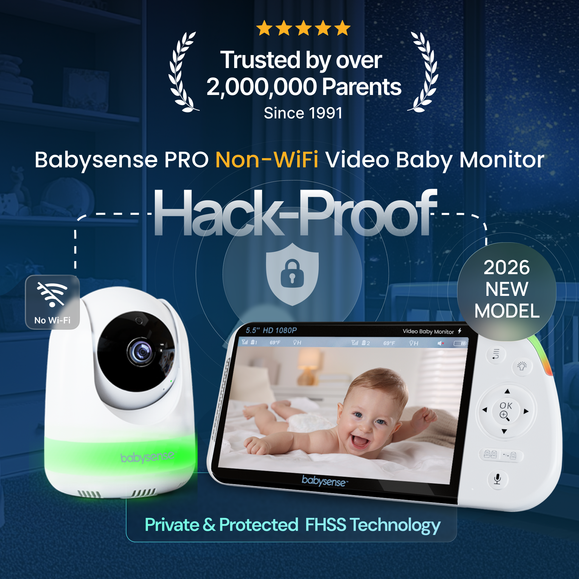Babysense Babysense PRO 1080p Full HD Split-Screen Baby Monitor.