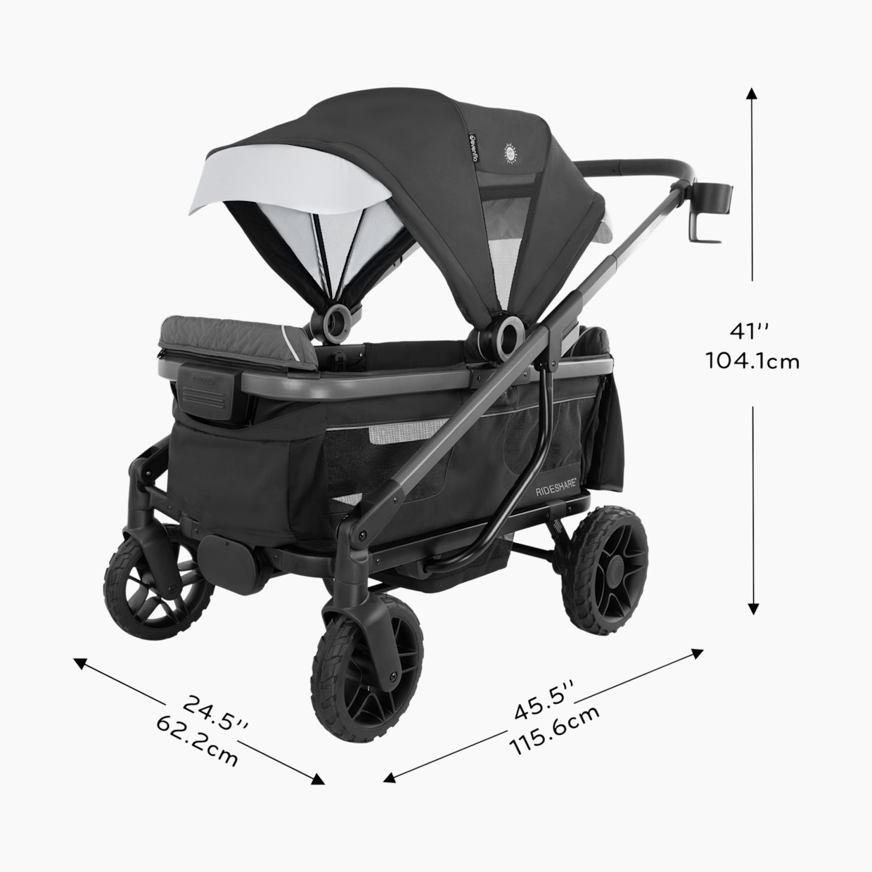 Evenflo Shyft Rideshare All-Terrain Performance Stroller Wagon - Sterling Black, Stroller Wagon.