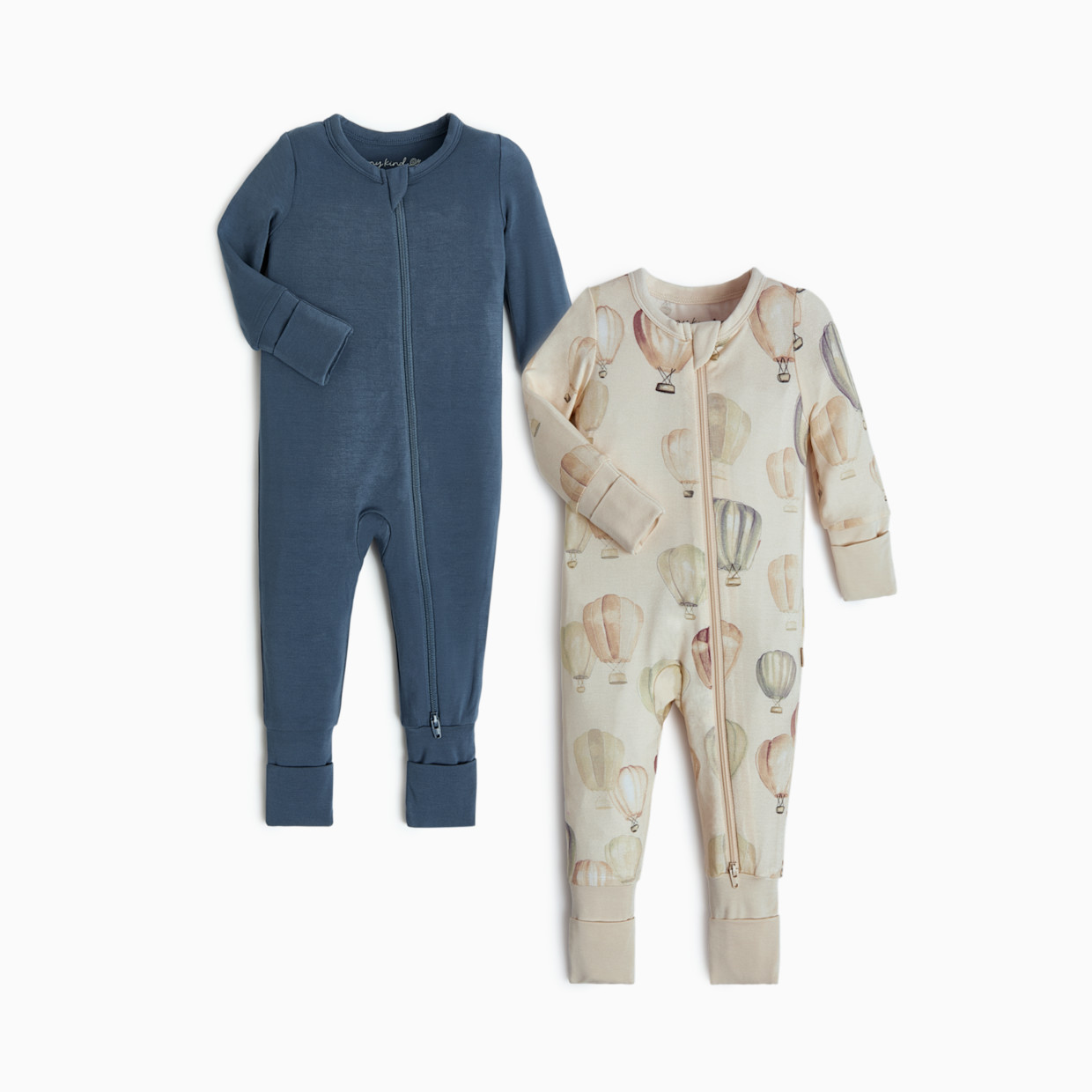 Tiny Kind Bamboo Viscose Convertible Footie (2 Pack) - Navy/Up Up & Away, Newborn.