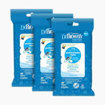 Dr. Brown's Bottle and Pacifier Healthy Wipes, Naturally Cleaning for Bottles and Baby Items, 40 Count, 3 Pack