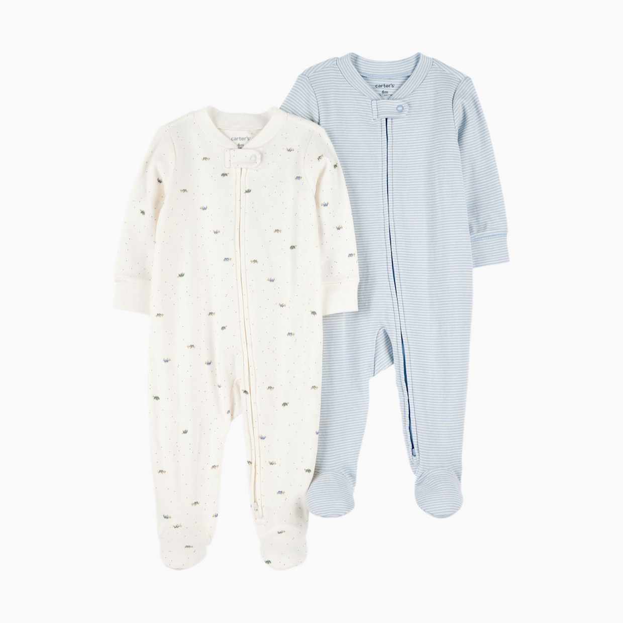 Carter's 2-Way Zip Cotton Sleep & Plays (2 Pack) - Cream, 6 M.