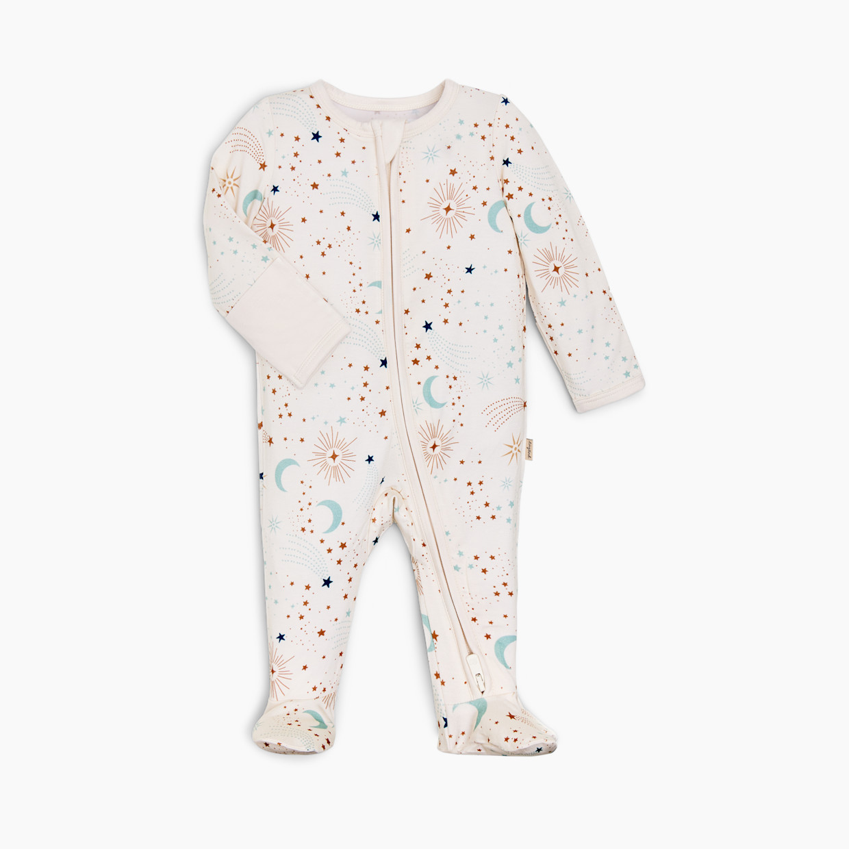 Tiny Kind Bamboo Viscose Printed Zipper Footie - Celestial Print, Nb.