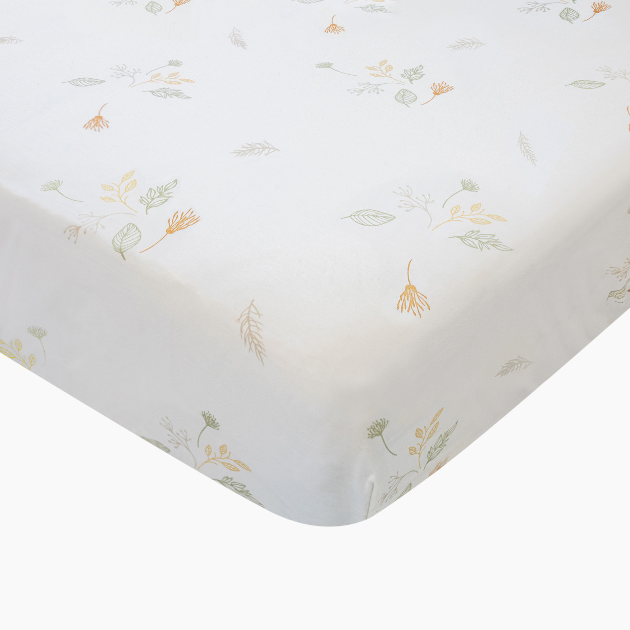 Crane Baby Cotton Sateen Crib Fitted Sheet - Willow Dainty Leaf.