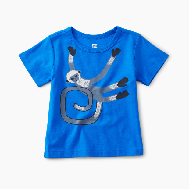 Tea Collection Cheeky Monkey Graphic Tee - Blue Aster, 3-6 Months.