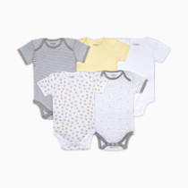 Burt's Bees Baby Unisex Organic Cotton Short and Long Sleeve Bodysuits, 5-Pack