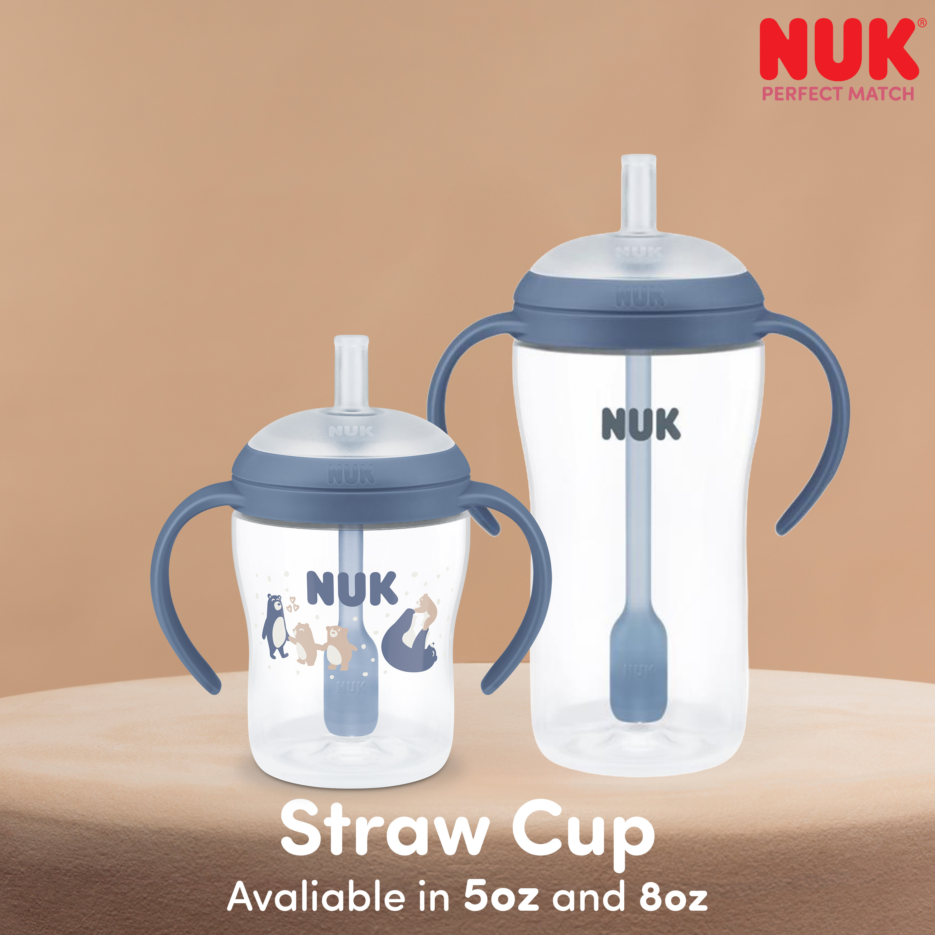 NUK Perfect Match Learner Straw Cup - Blue, 8 Oz, 2.