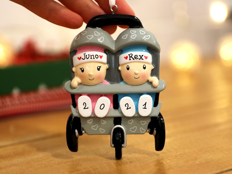Natlandia Personalized Twin's First Christmas Ornament.