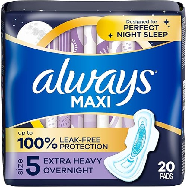 Always Extra Heavy Overnight Maxi Pads.