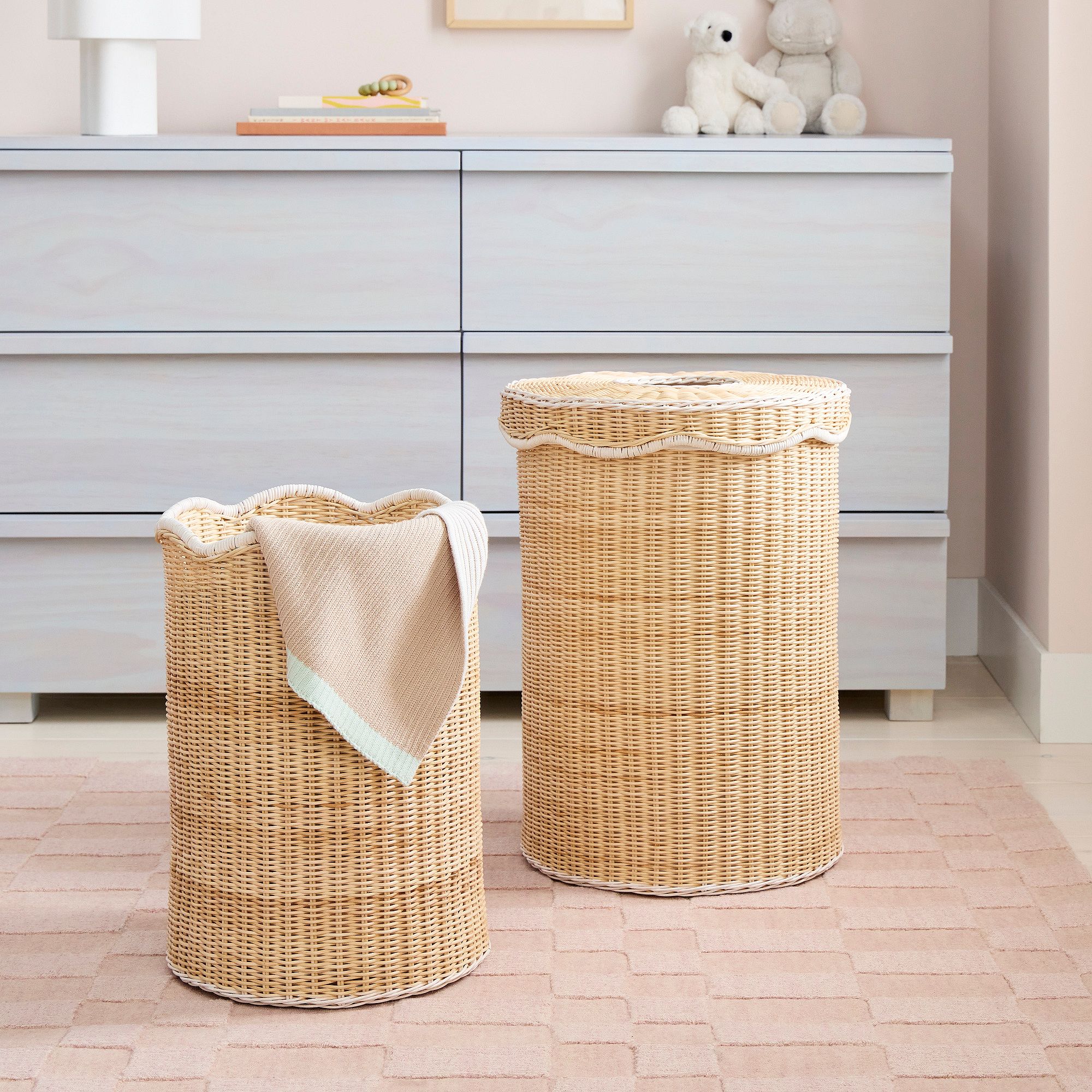 Woven Scalloped Hampers.