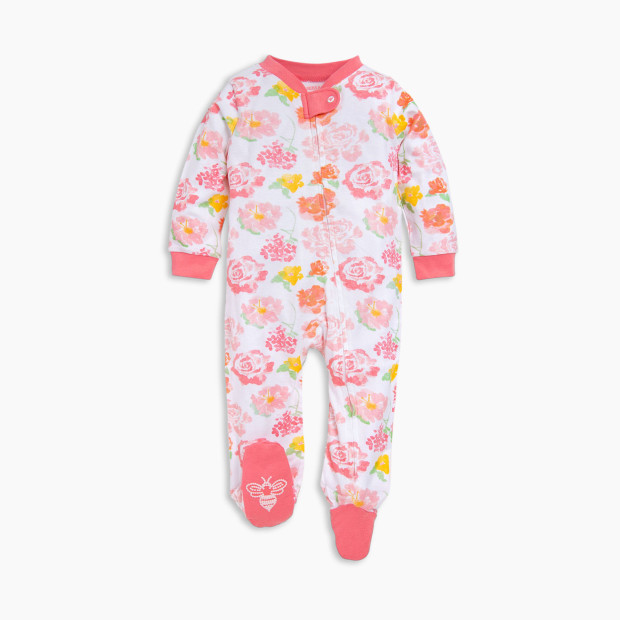 Burt's Bees Baby Organic Sleep & Play Footie Pajamas - Rosy Spring, 3-6 Months.