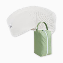 Nora's Nursery Reusable Baby Wipes, 100% Cotton Washcloths, Soft and Absorbent Towels for Newborn Bath and Face, Includes 20 Wipes with 1 Waterproof Pod for On-The-Go Moms, Ideal for Sensitive Skin