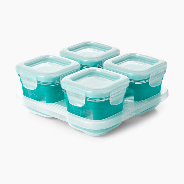 OXO Tot Glass Baby Blocks 4oz Storage Containers - Teal.