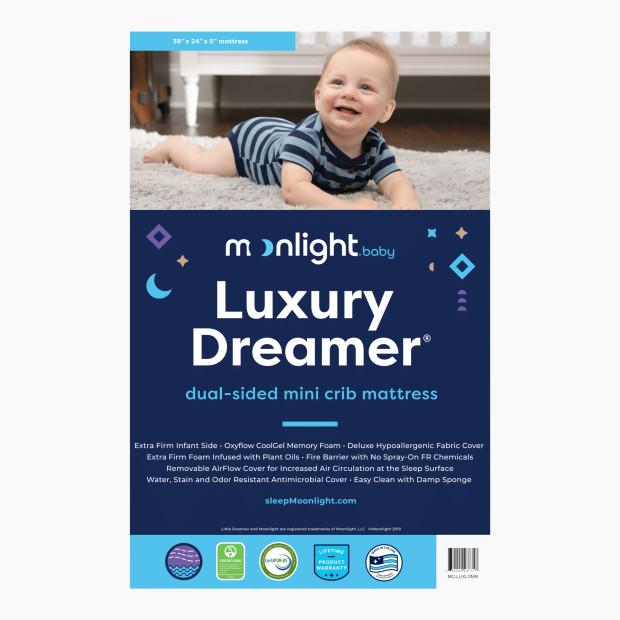 Moonlight Slumber Luxury Dreamer Mini Crib Mattress - White.