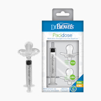 Dr. Brown's Pacidose Pacifier and Liquid Baby Medicine Dispenser with Oral Syringe and Two Sizes of Pacifier Bulbs - 0-6m and 6-18m