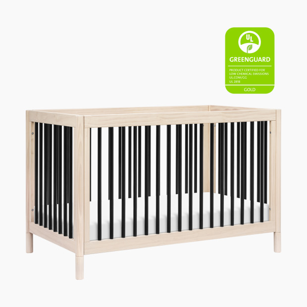 babyletto Gelato 4-in-1 Convertible Crib with Toddler Bed Conversion Kit - Washed Natural / Black.
