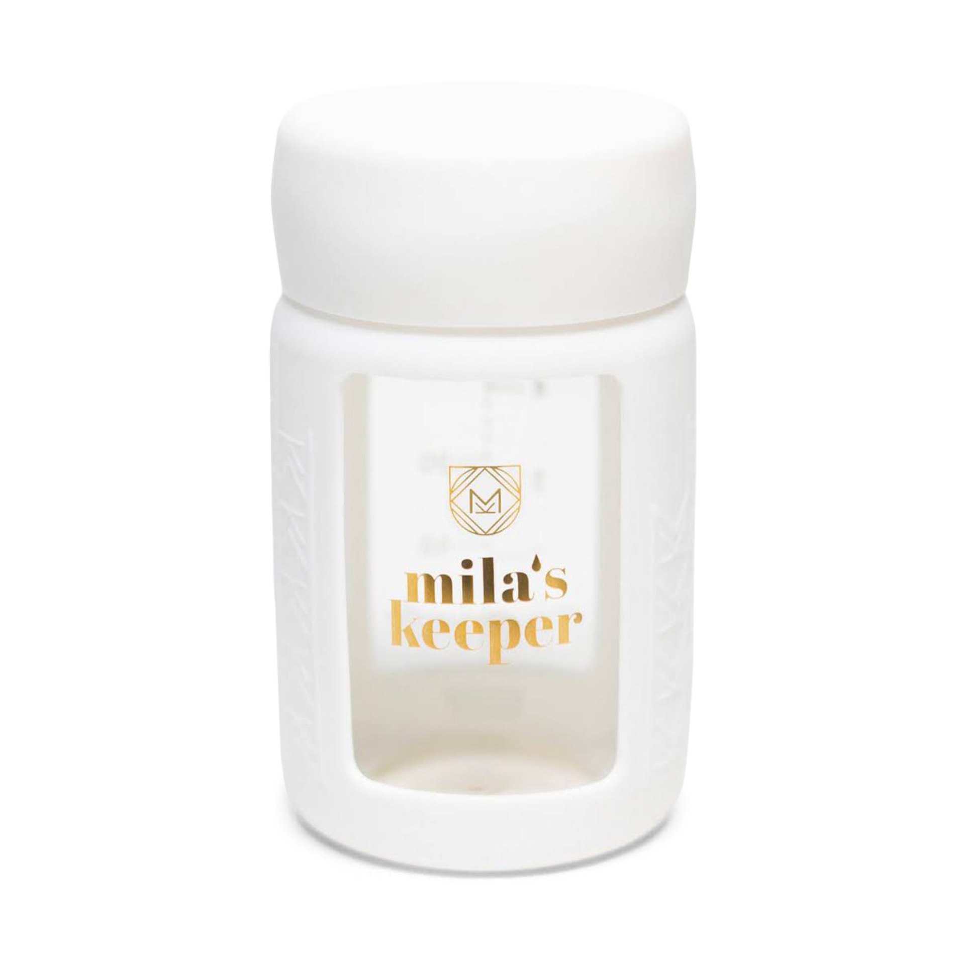 Mila's Keeper Glass Breast Milk Storage Bottles, 2 Pack - Aspen White, Wide, 2.
