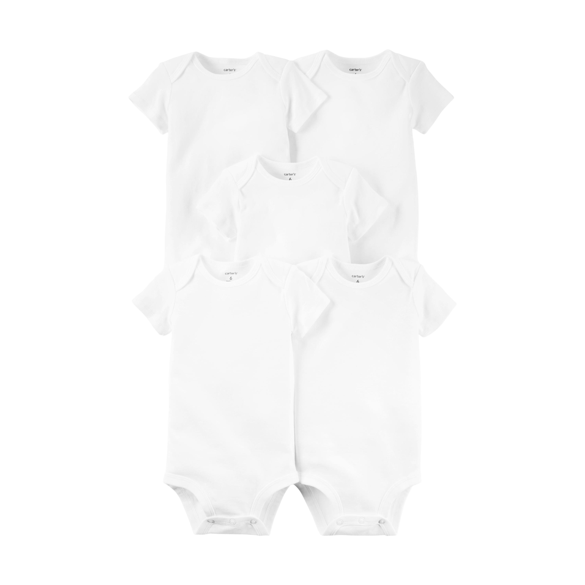 Carter's Short-Sleeve Original Bodysuits (5 Pack) - White, 3 M.