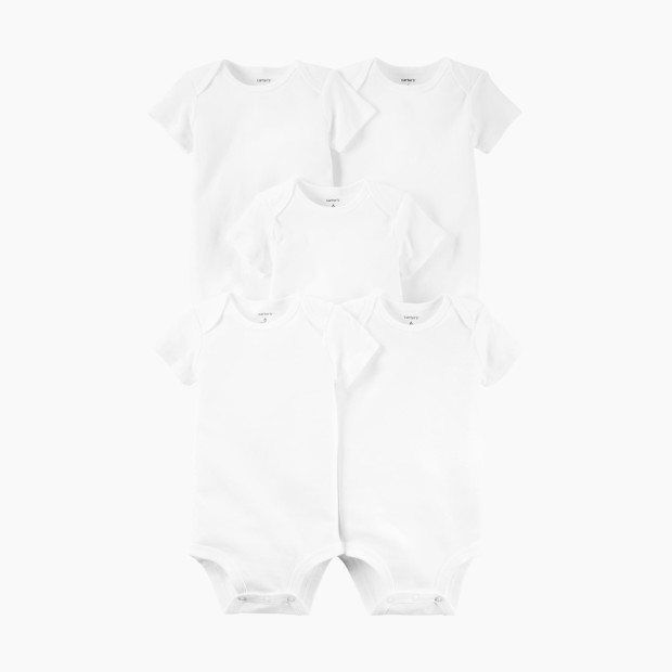 Carter's Short-Sleeve Original Bodysuits (5 Pack) - White, 3 M.
