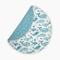 Crane Baby Activity Mat, Baby Play Mat Whale Print, Ocean Nursery Decor for Boys & Girls, Infant Tummy Time Floor, Ocean Nursery Decor, 40" x 40"