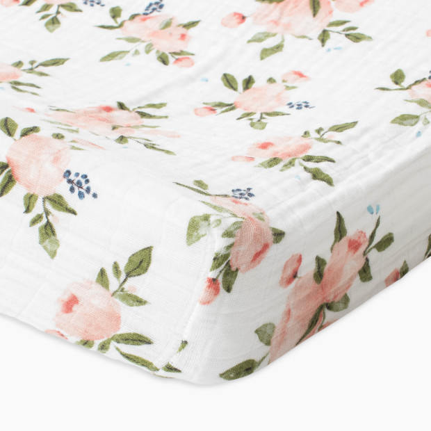 Little Unicorn Cotton Muslin Changing Pad Cover - Watercolor Roses.