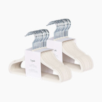 3 Sprouts Velvet Baby Hangers - Non-Slip Hanger for Infant, Toddler, Baby Clothes - Closet Kids Hangers with Slim Design, Nordic Colors, Pack of 30 - Cream