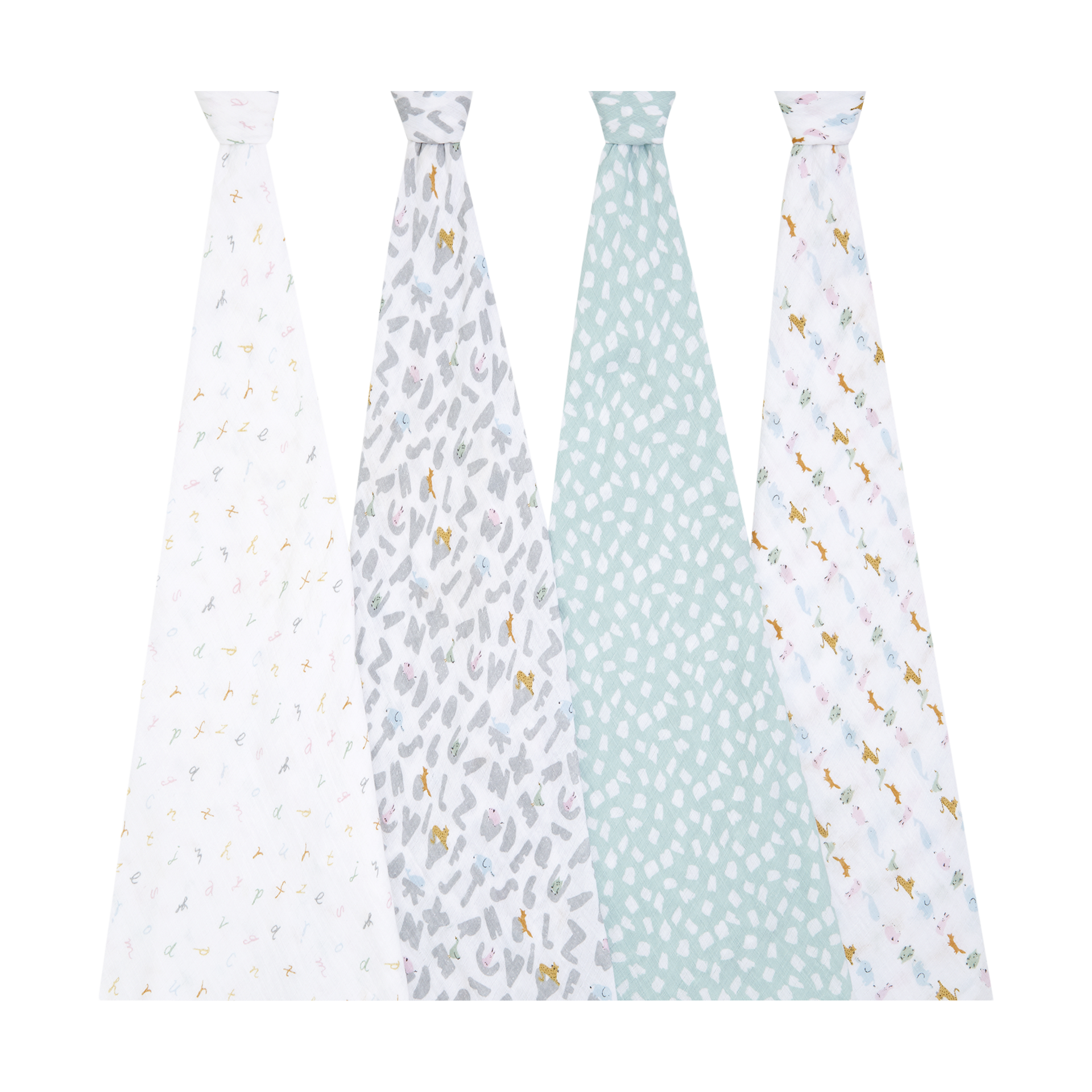 Aden + Anais Essentials Cotton Muslin Swaddles (4 Pack) Alphabet