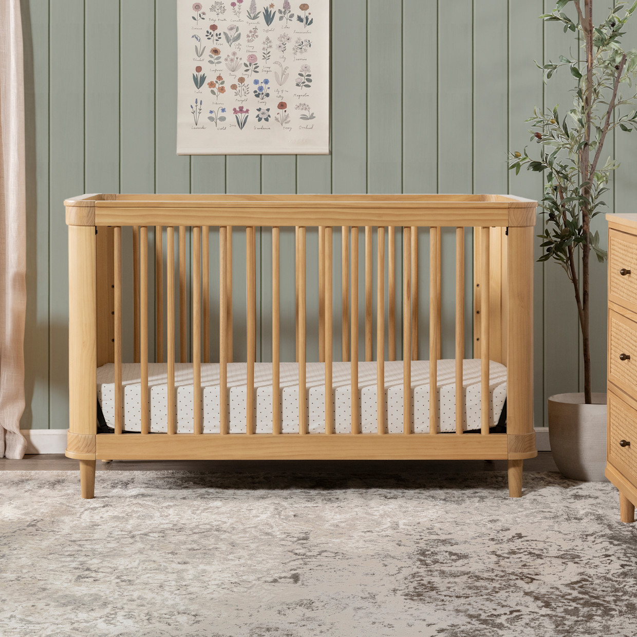 Namesake Marin 3-in-1 Convertible Crib - Honey/Honey Cane.