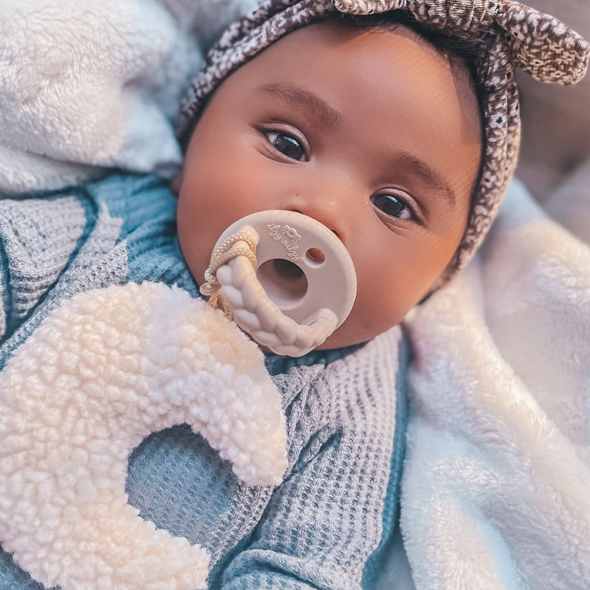Itzy Ritzy Silicone Pacifier and Plush Pal - Moon.