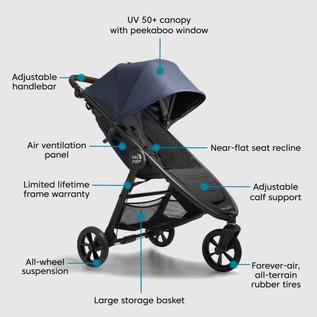 Baby Jogger City Mini GT2 Stroller - Storm Blue.