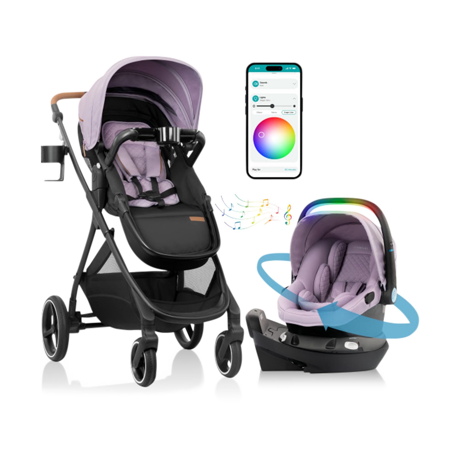 Shyft Intuiti+ Travel System featuring Revolve180 LiteMax™ NXT Rotating Infant Car Seat with SensorySoothe