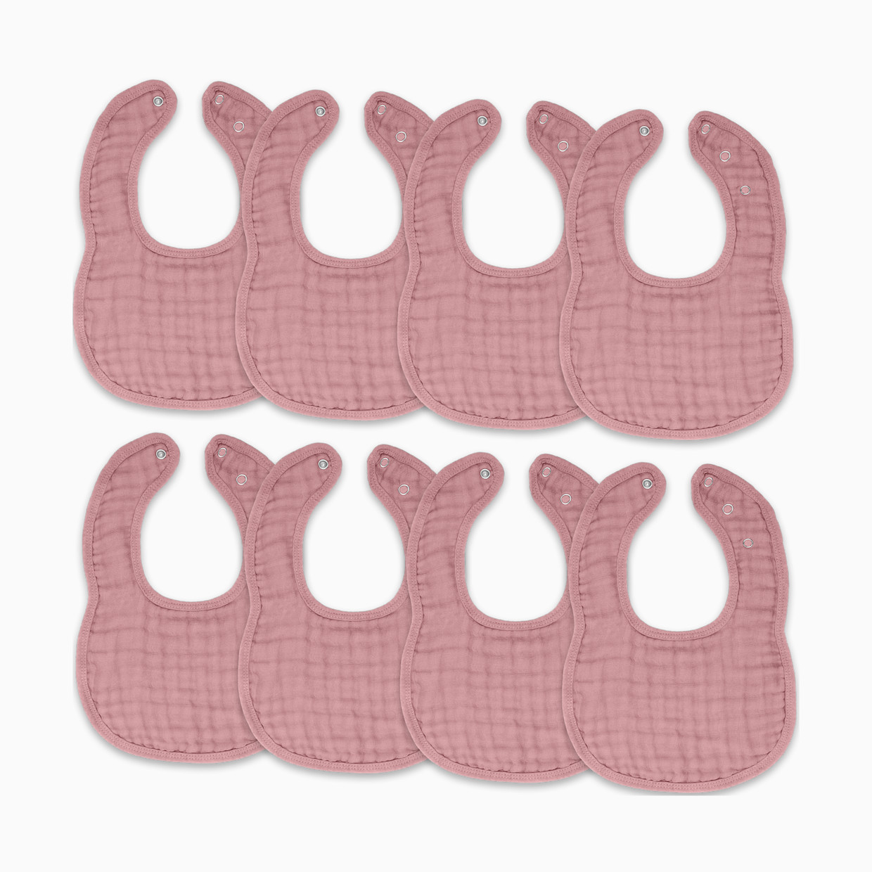 Comfy Cubs Muslin Bibs with Adjustable Snaps (8 Pack) - Mauve, 8.