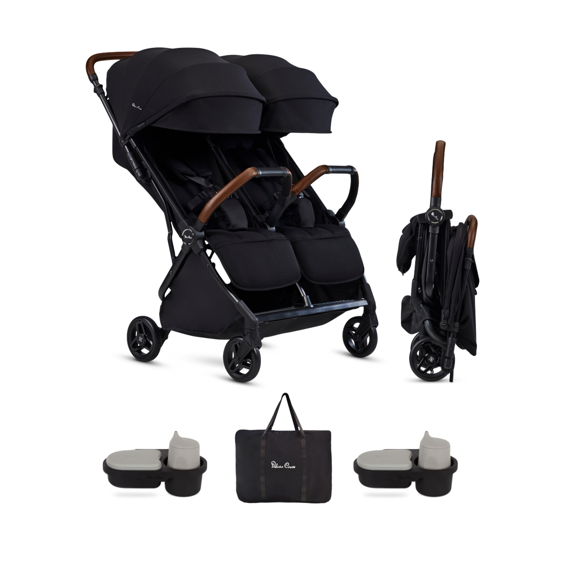 Silver Cross Jet Double Stroller and Accessory Bundle.