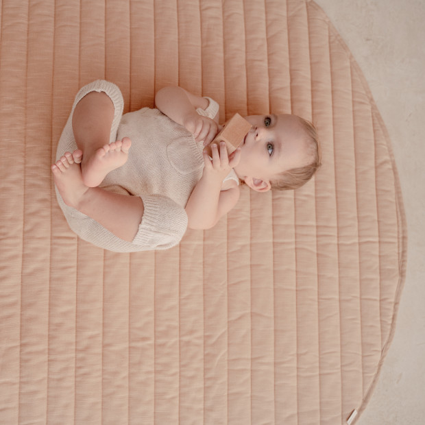 Toddlekind Quilted Cotton Reversible Playmat - Sandstone Stripes.