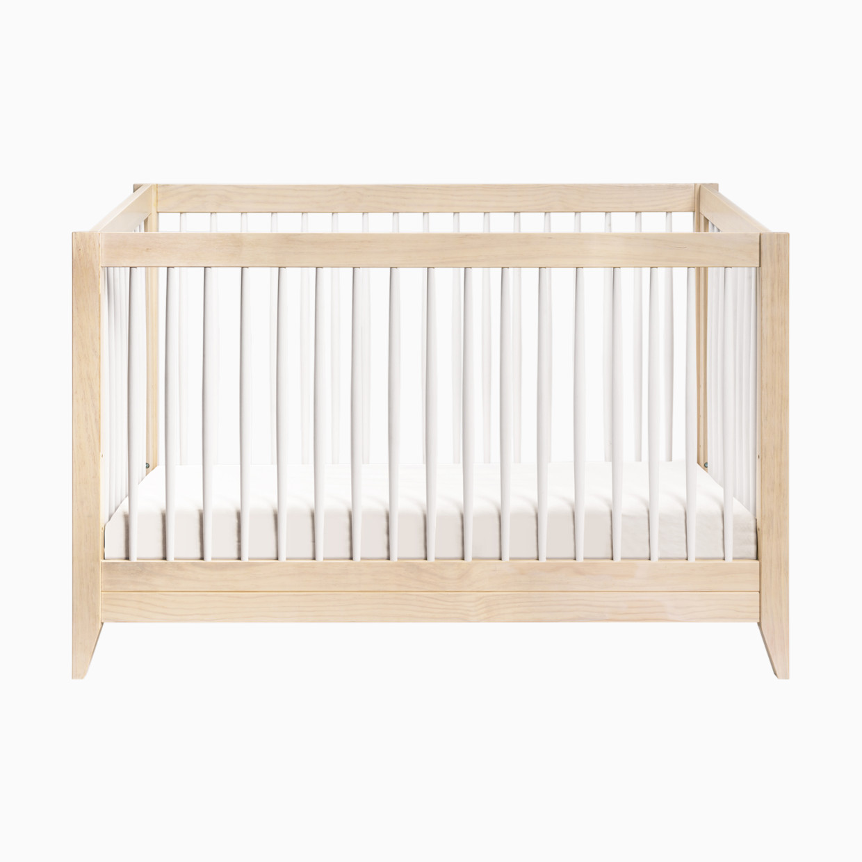 babyletto Sprout 4-in-1 Convertible Crib with Conversion Kit - Washed Natural/White.
