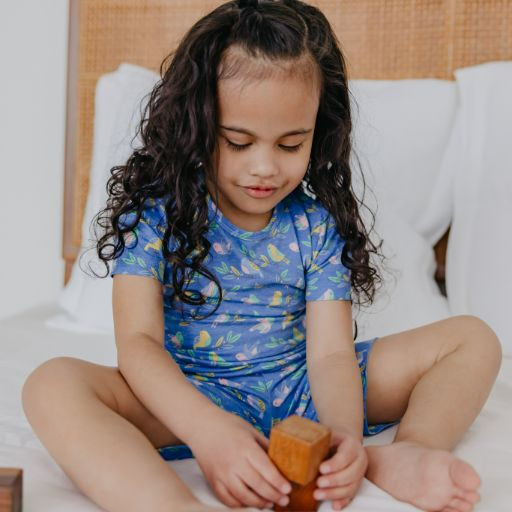 Copper Pearl Printed 2-Piece Short Sleeve Pajamas - Birdie, 18 Months.