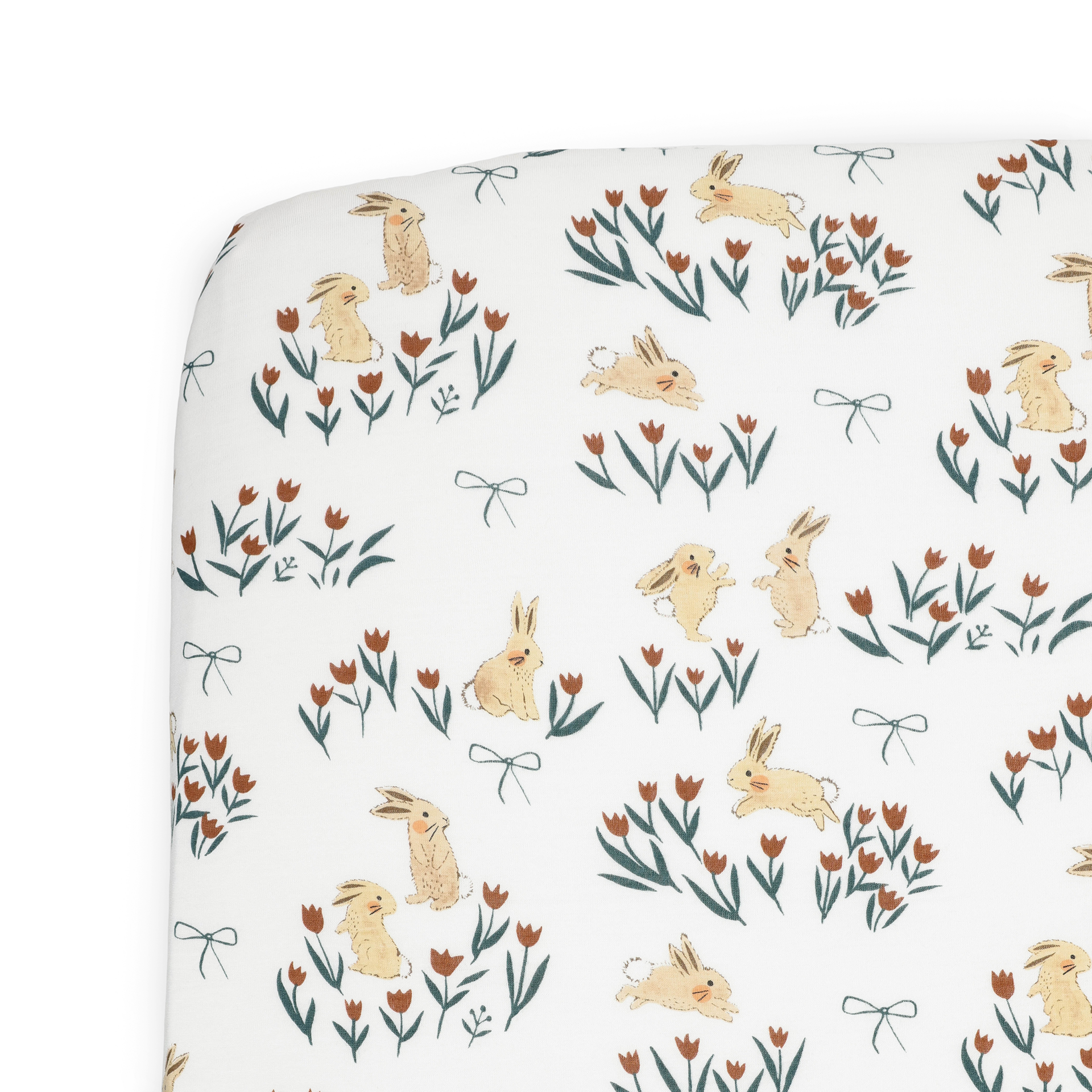 Little Unicorn Stretch Knit Crib Sheet - Bunnies And Tulips.