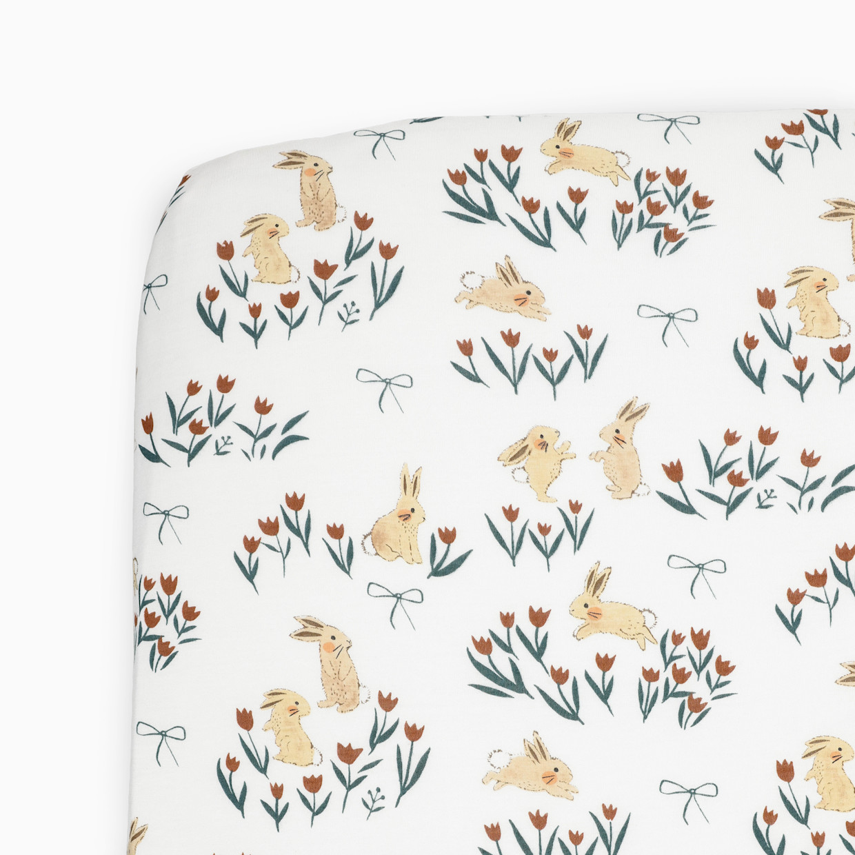 Little Unicorn Stretch Knit Crib Sheet - Bunnies And Tulips.