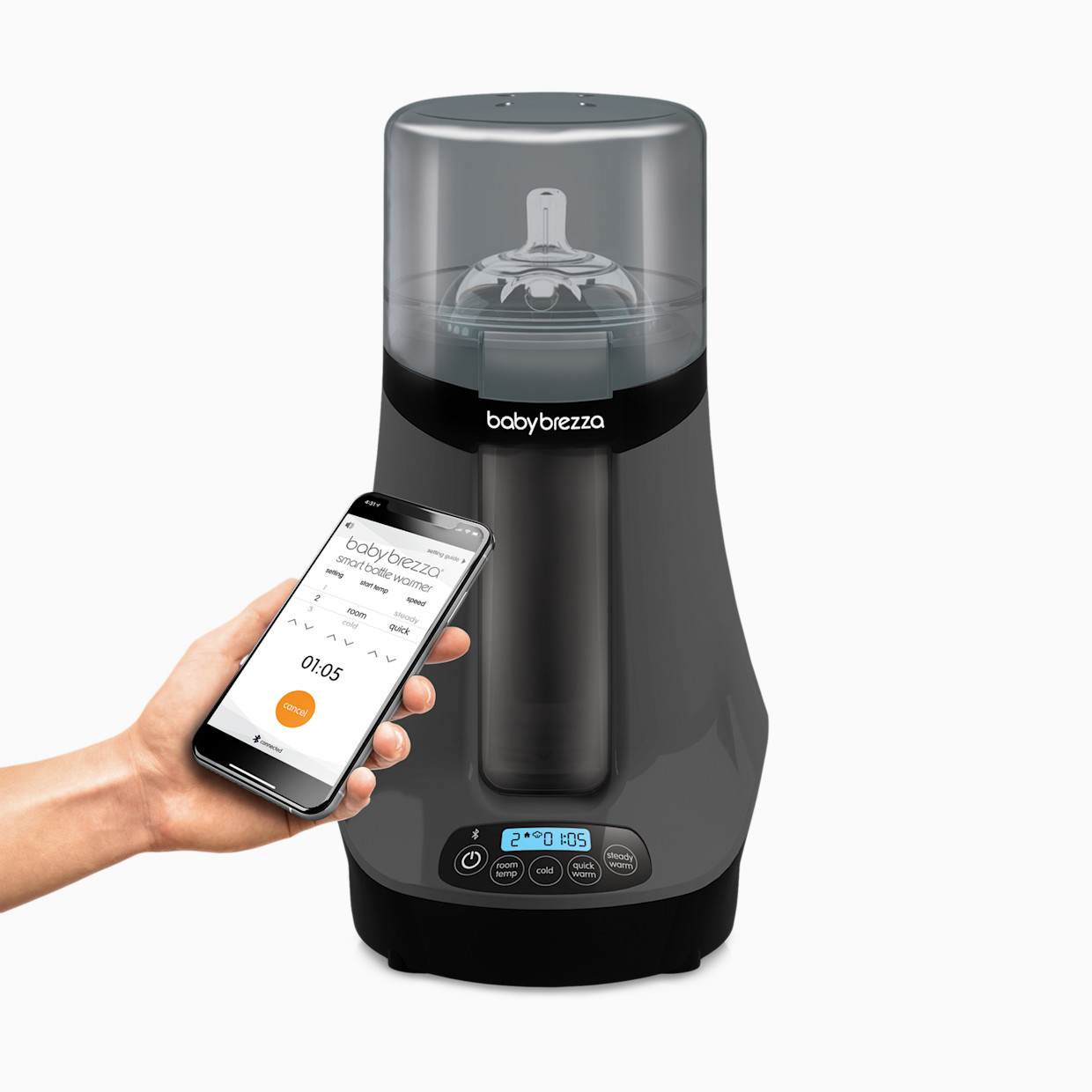 Baby Brezza Smart Bluetooth Connected Bottle Warmer - Charcoal.
