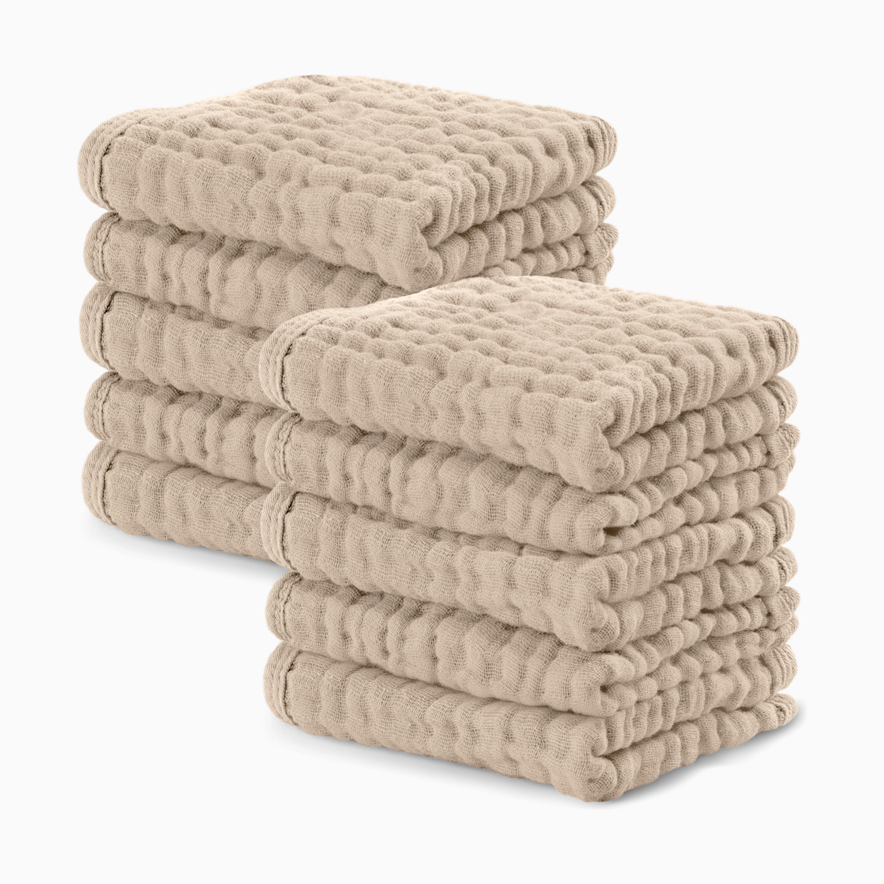 Comfy Cubs 6-Layer Muslin Baby Washcloths Set - Sand, 10.