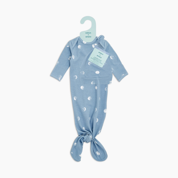Aden + Anais Comfort Knit Knotted Gown + Hat Gift Set - Blue Moon.