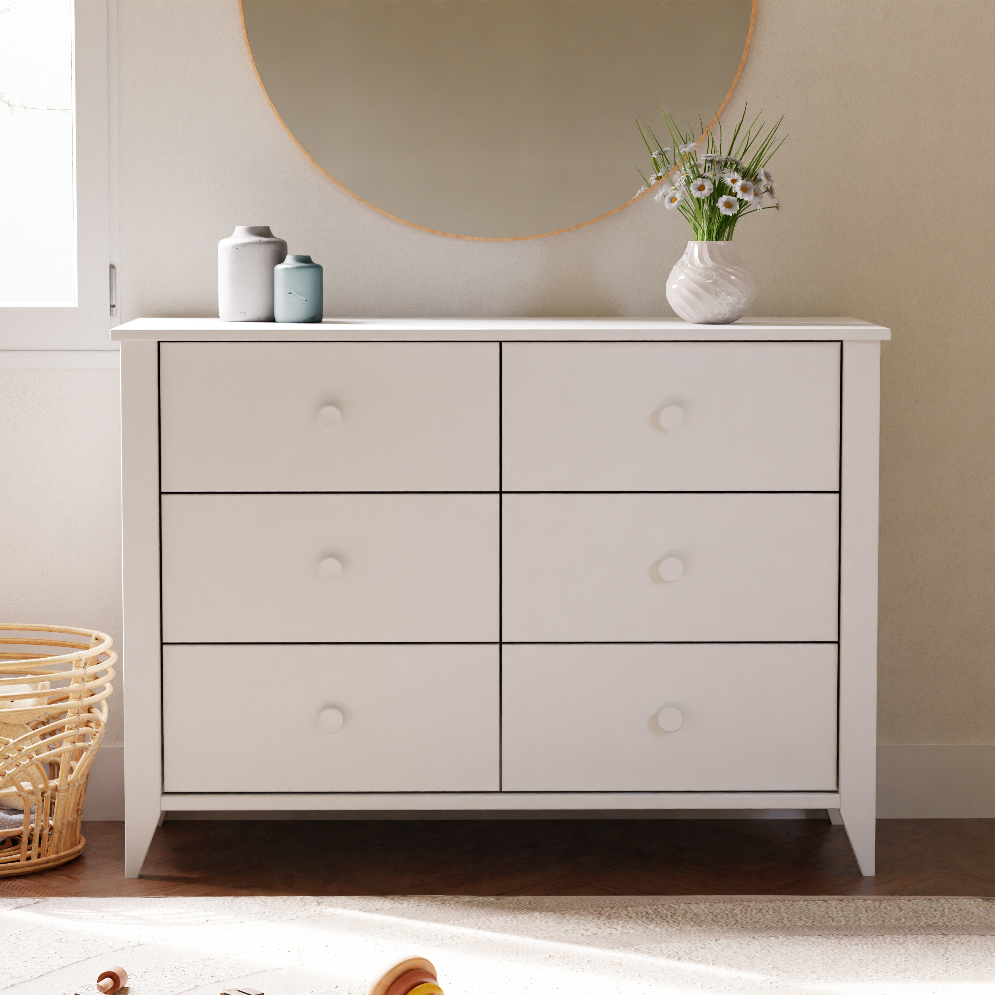 babyletto Sprout 6-Drawer Double Dresser - White.