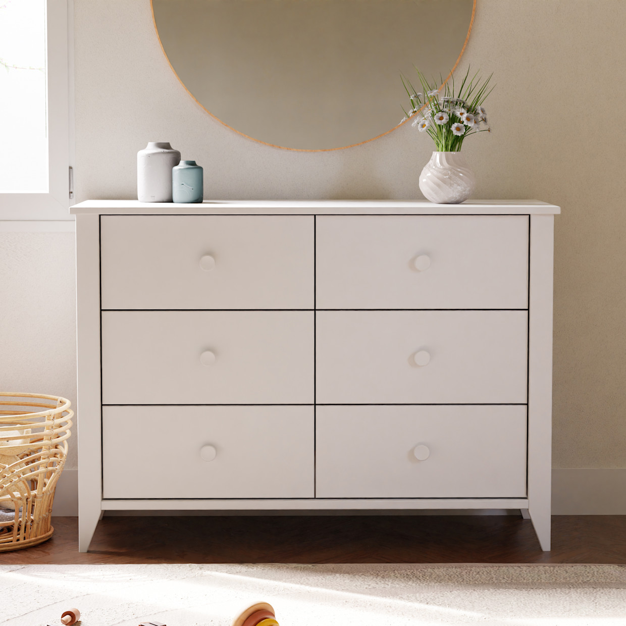 babyletto Sprout 6-Drawer Double Dresser - White.