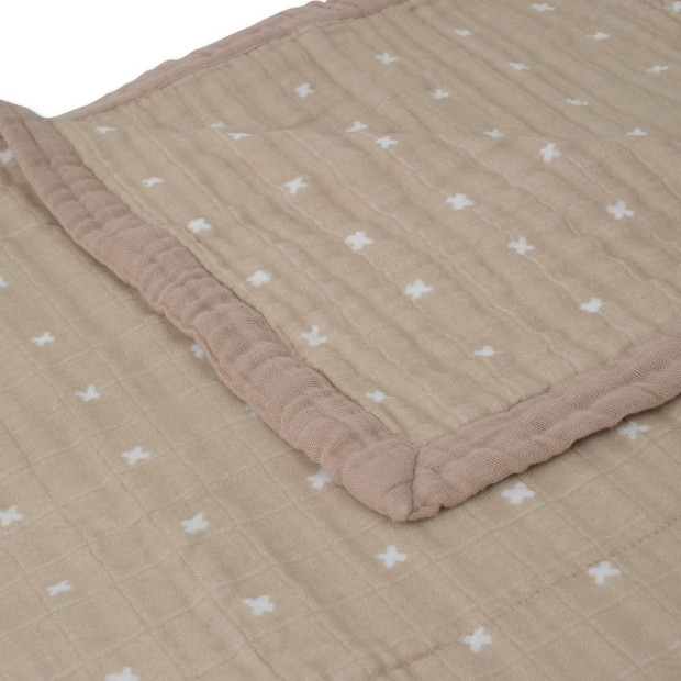 Little Unicorn Cotton Muslin Quilted Throw - Taupe Cross.