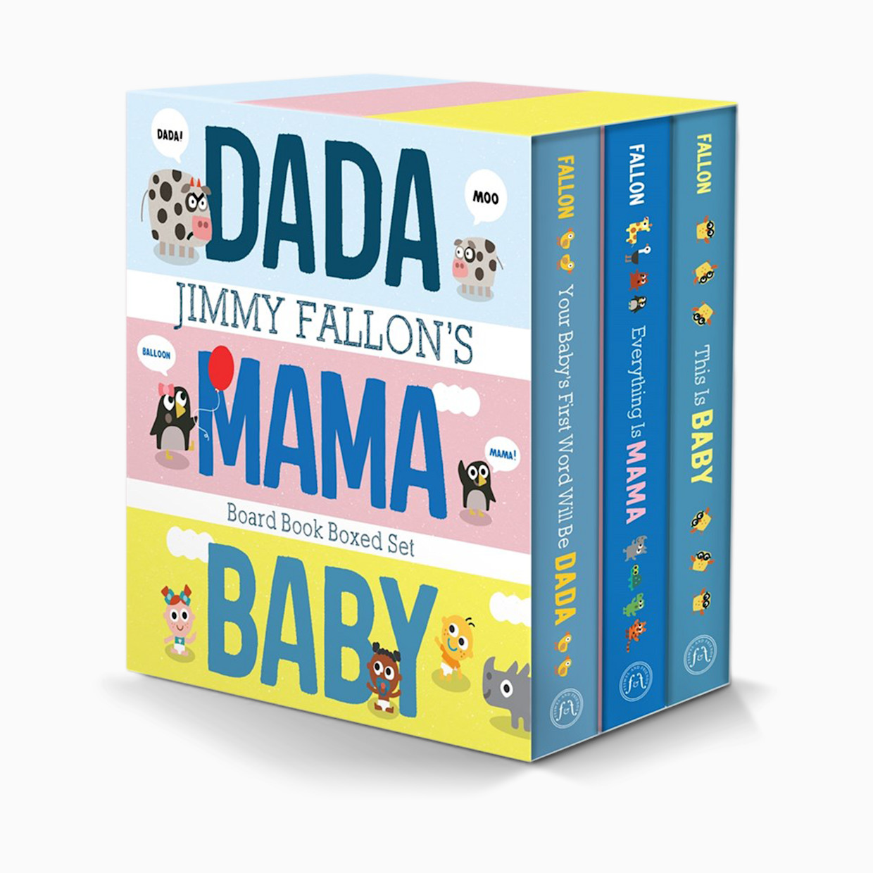 Macmillan Jimmy Fallon's DADA, MAMA, and BABY Board Book Boxed Set.