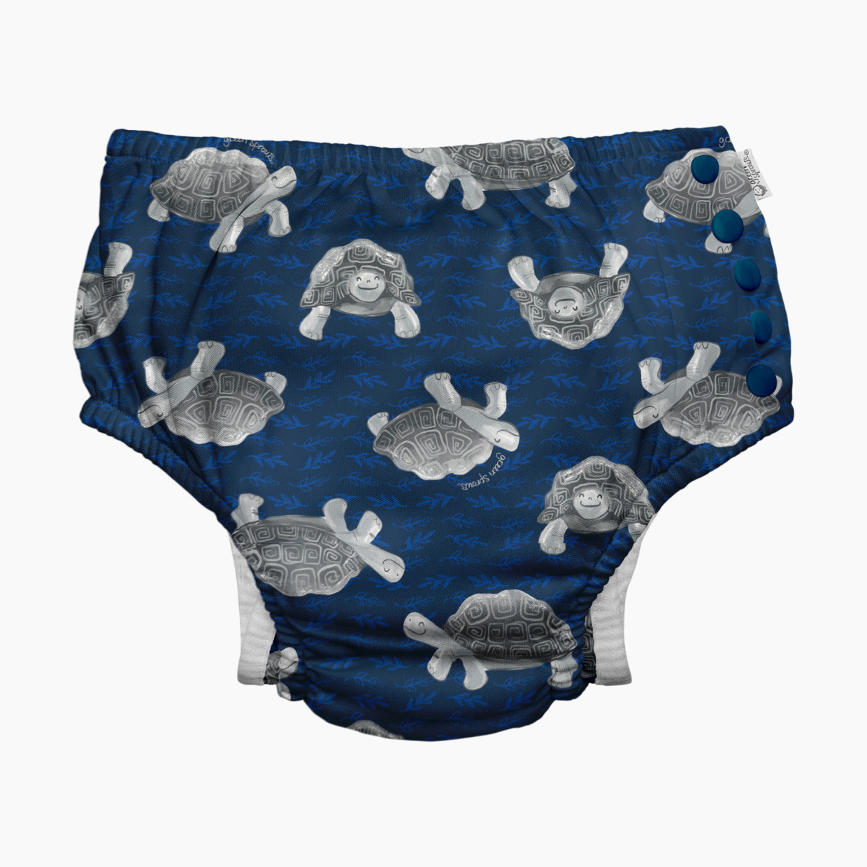 GREEN SPROUTS Eco Snap Swim Diaper - Navy Tortoises, 6 Months.