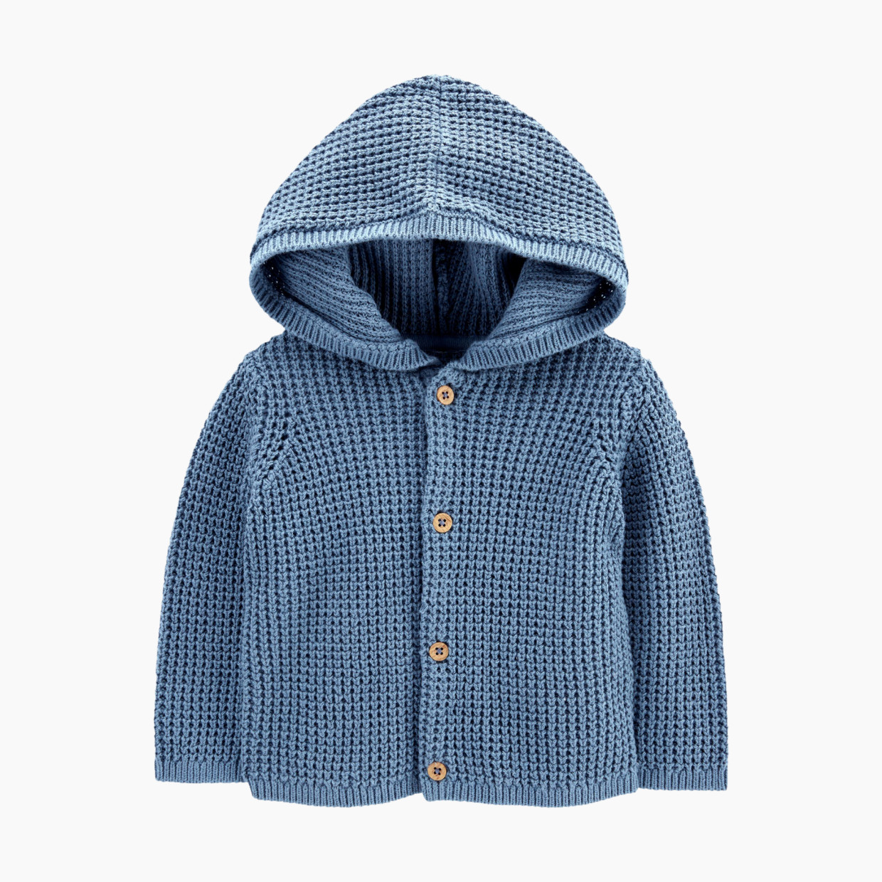 Carter's Hooded Cotton Cardigan - Blue, 6 M.