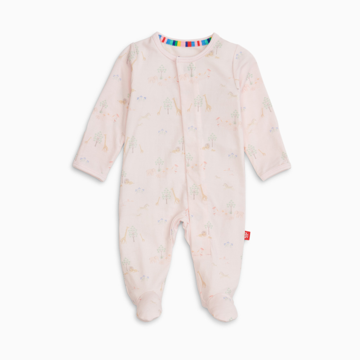 Magnetic Me Modal Magnetic Footie - Serene Safari-Pink, Newborn.
