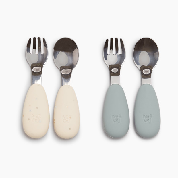 AEIOU Stainless Steel Utensils (4 Pack) - Sage/Oat Speckle.