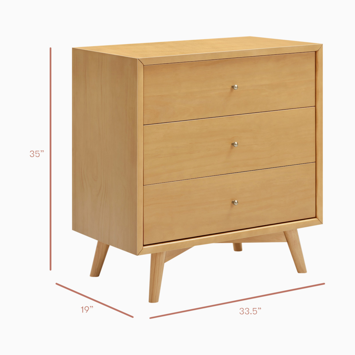 babyletto Palma 3-Drawer Assembled Dresser - Honey.